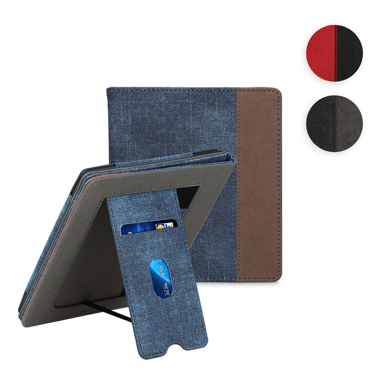 kwmobile Hülle kompatibel mit Onyx Boox Leaf 2 Hülle - Flip Case mit Handschlaufe - Kunstleder Cover - Schwarz Dunkelgrau Schwarz  