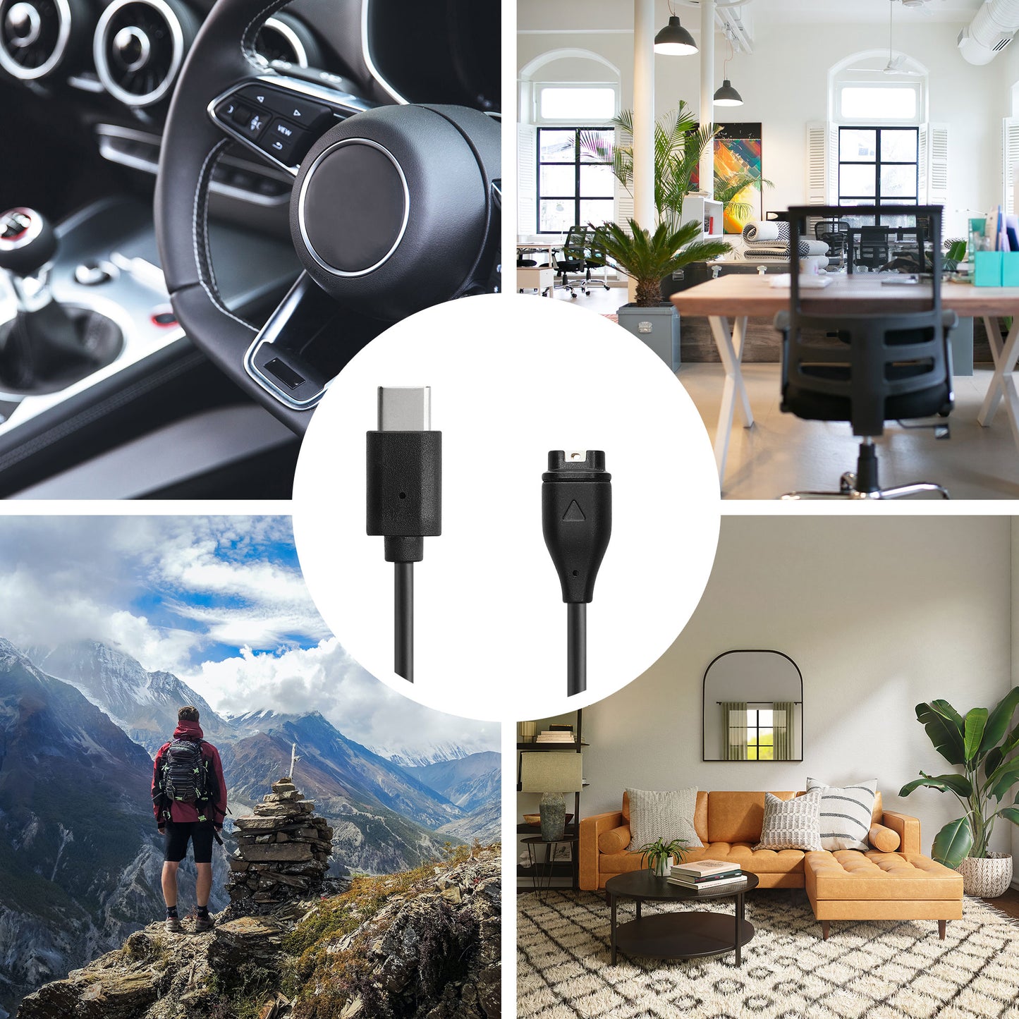 kwmobile USB C Ladekabel kompatibel mit Garmin Forerunner 55 Kabel Charger Smart Watch Ersatzkabel Fitnesstracker Aufladekabel
