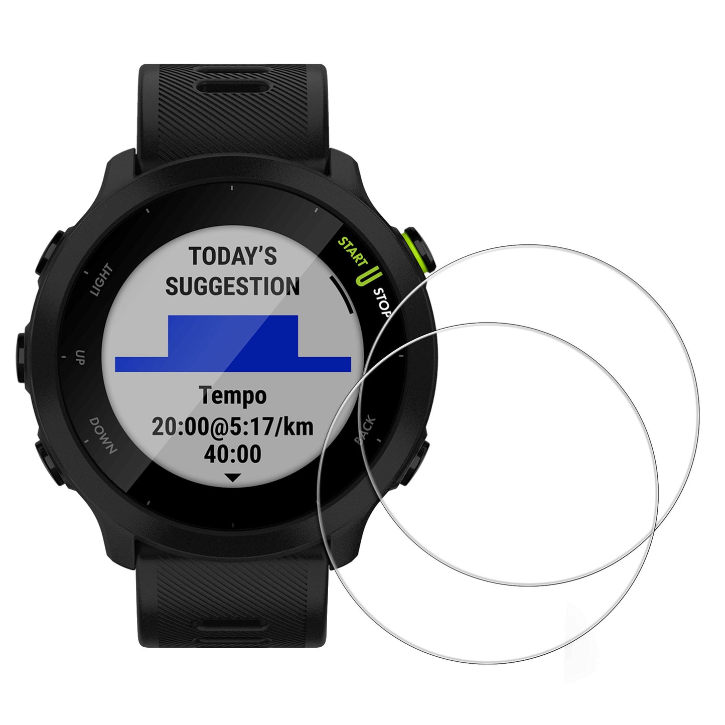 kwmobile 2x Echtglas Displayschutzfolie kompatibel mit Garmin Forerunner 55 Schutzglas - Displayschutz für Smartwatch aus Glas - Schutz Glas für Fitness Tracker Transparent  