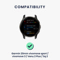kwmobile Armband kompatibel mit Garmin 20mm vivomove sport / vivomove 3 / Venu 2 Plus / Sq 2 Band - Ersatzarmband für Fitness Tracker