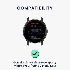 kwmobile Armband kompatibel mit Garmin 20mm vivomove sport / vivomove 3 / Venu 2 Plus / Sq 2 Band - Ersatzarmband