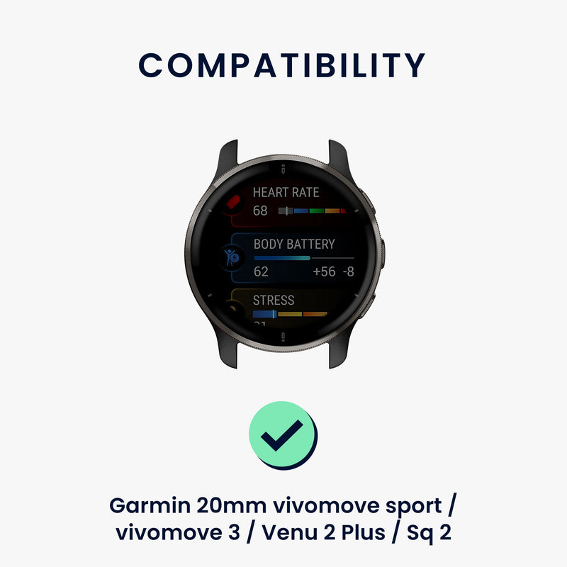 kwmobile Armband kompatibel mit Garmin 20mm vivomove sport / vivomove 3 / Venu 2 Plus / Sq 2 Band - Ersatzarmband für Fitness Tracker