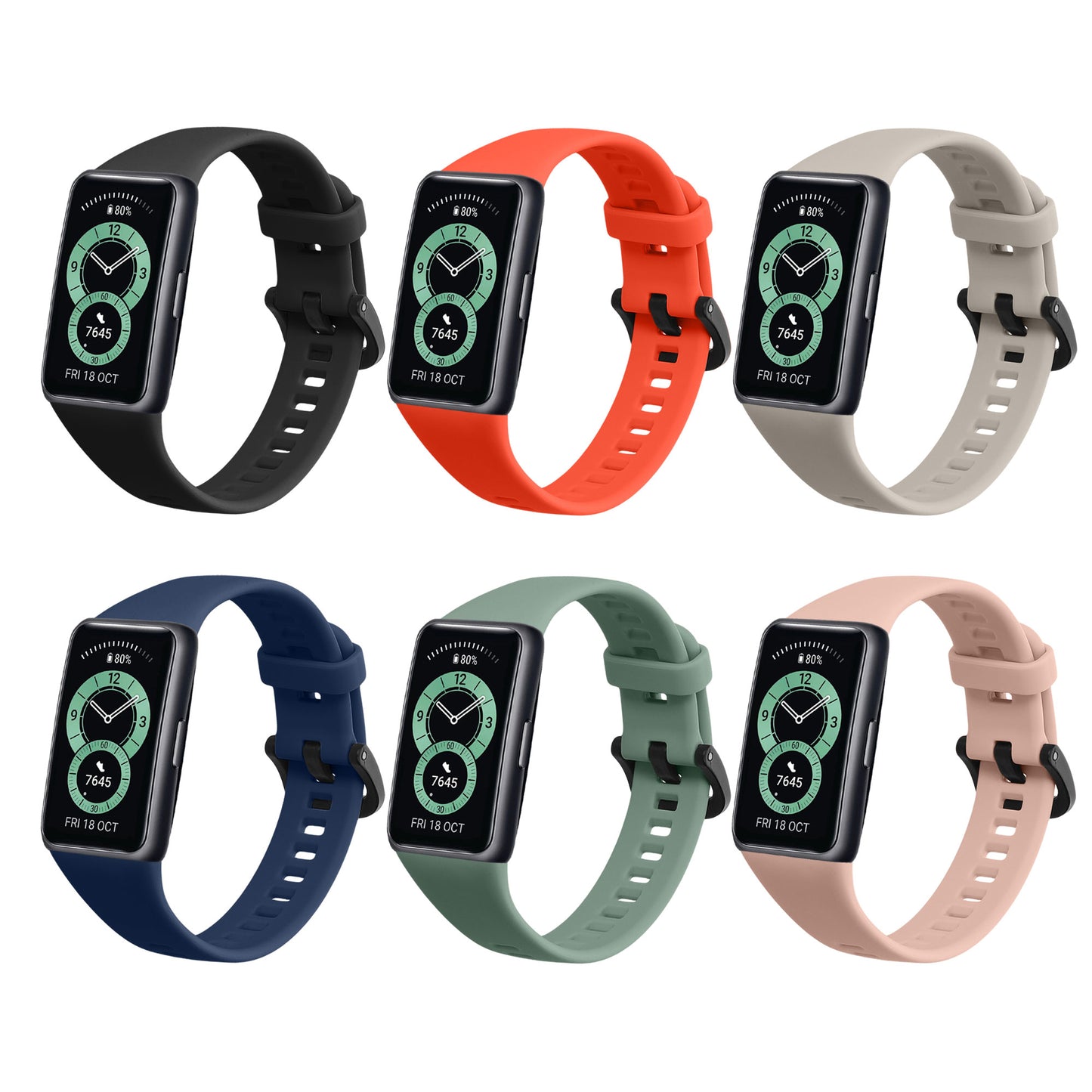 kwmobile Sportarmband kompatibel mit Huawei Band 6 & 6 Pro / Honor Band 7 & 6 Armband Großes Set Smartwatch Armband in verschiedenen Farben
