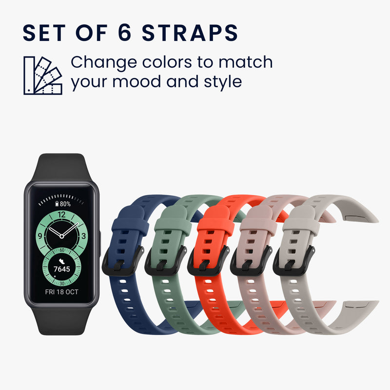 kwmobile Sportarmband kompatibel mit Huawei Band 6 & 6 Pro / Honor Band 7 & 6 Armband Großes Set Smartwatch Armband in verschiedenen Farben