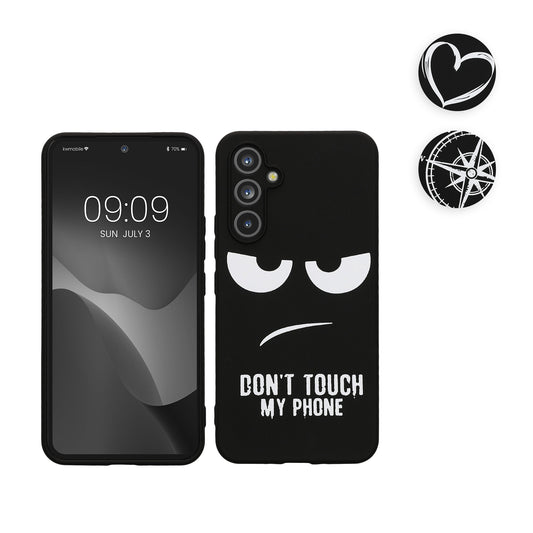 kwmobile Hülle kompatibel mit Samsung Galaxy A54 5G - Handyhülle Silikon Case - Kompass Vintage Weiß Schwarz Weiß  [dsg03]