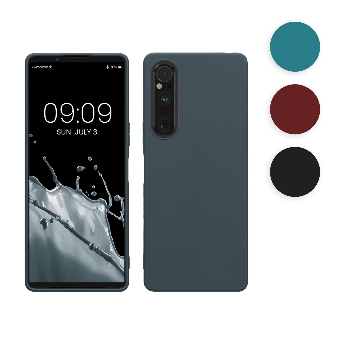 kwmobile Hülle kompatibel mit Sony Xperia 1 V Hülle - weiches TPU Silikon Case - Cover geeignet für kabelloses Laden - Petrol matt Petrol matt  