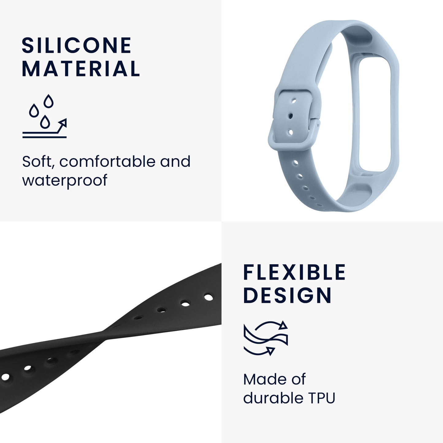 kwmobile Sportarmband kompatibel mit Samsung Galaxy Fit 2 Armband Großes Set Smartwatch Armband