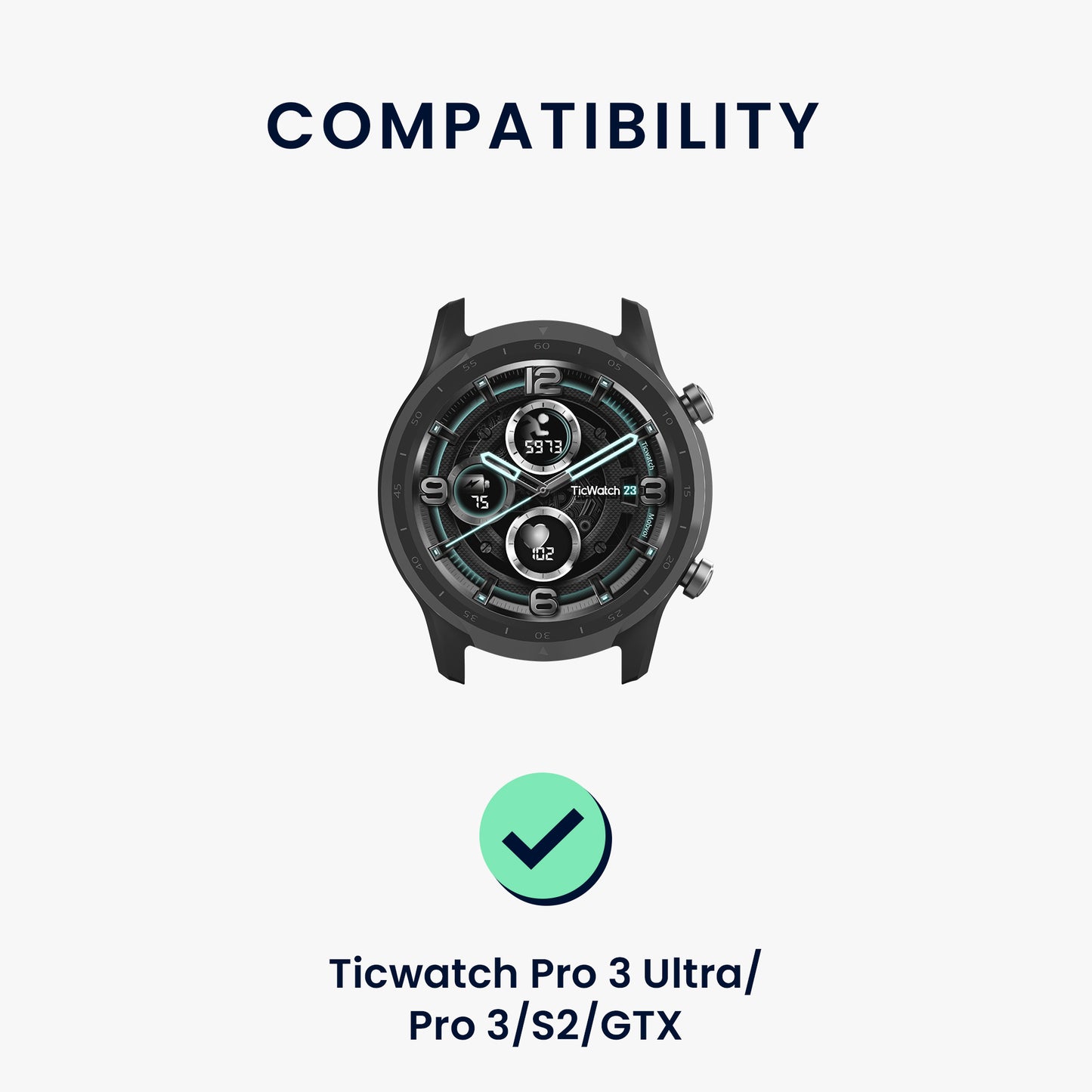 kwmobile Silikon Uhrenarmband für Ticwatch Pro 3 Ultra / Pro 3 / S2 / GTX Armband Ersatzarmband für Fitnesstracker Wechselarmband Smartwatch