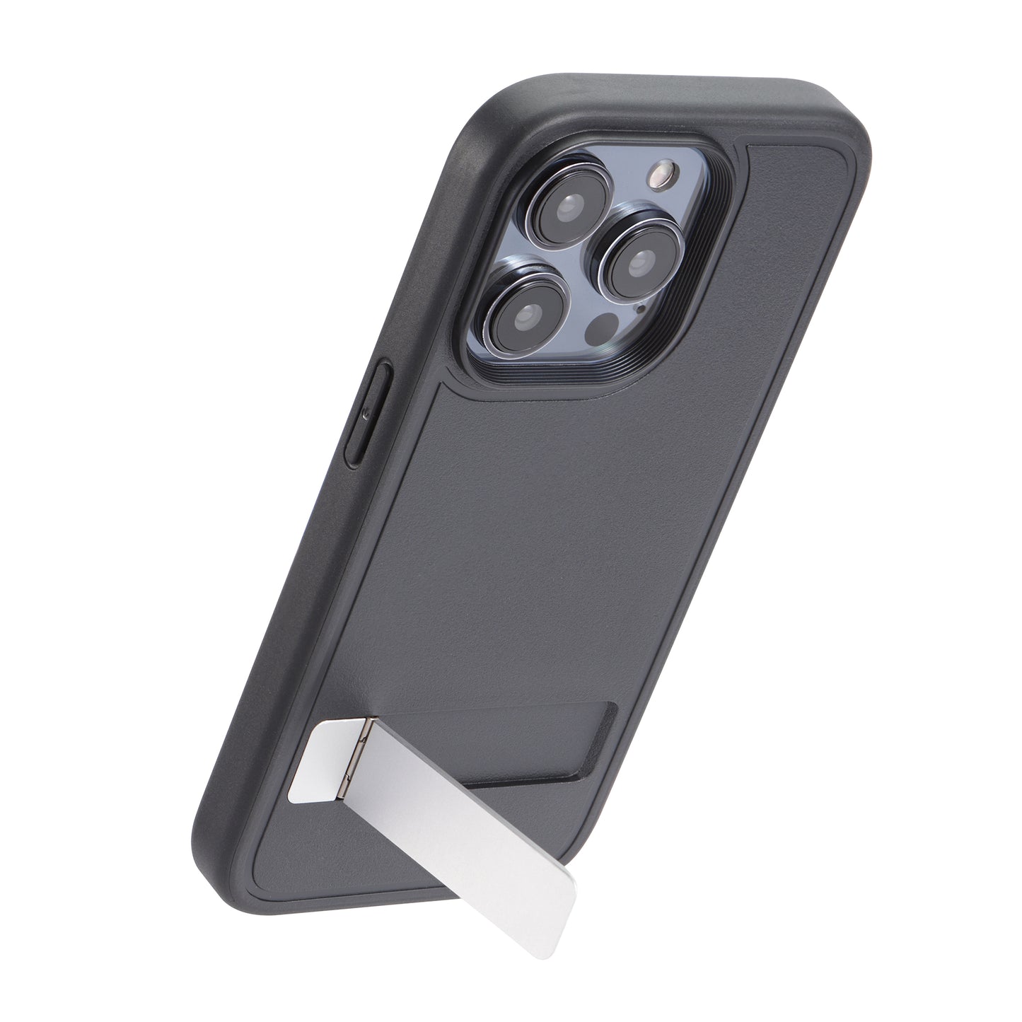 kwmobile Hülle kompatibel mit Apple iPhone 14 Pro Hülle - Kunststoff Case mit TPU Bumper - Handy Cover mit ausklappbarem Ständer - Schwarz Schwarz  