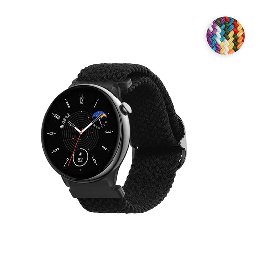 kwmobile Armband kompatibel mit Huami Amazfit GTR Mini / GTS 4 Mini / GTS 3 / Amazfit Active 2 / Active Edge - Nylon Fitnesstracker Sportarmband Band in Schwarz - Innenmaße von Schwarz  