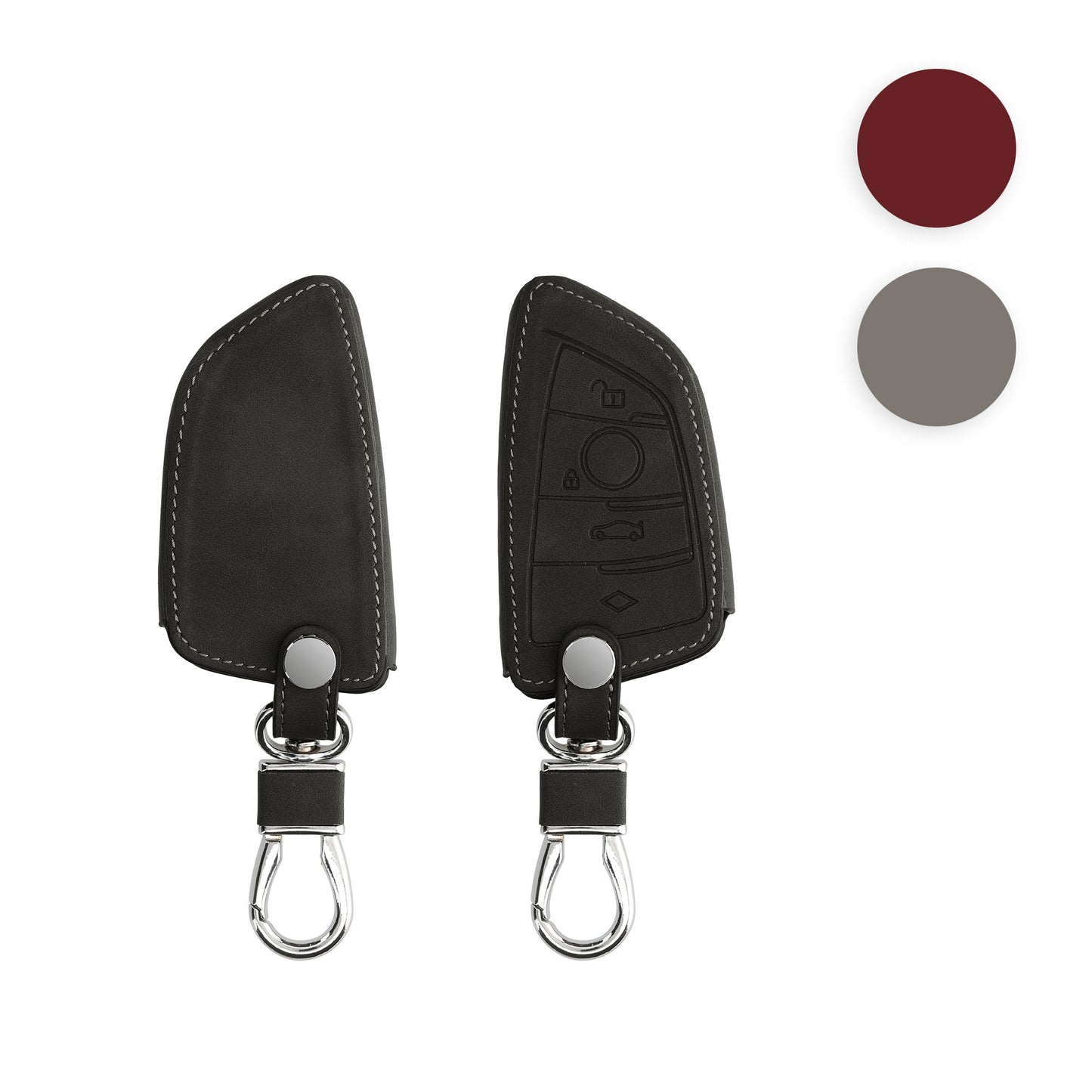 kwmobile Autoschlüssel Hülle kompatibel mit BMW 3-Tasten Smart Key Autoschlüssel - Nubuklederoptik - Kunstleder Schutzhülle Schlüsselhülle Cover - Dunkelblau Dunkelblau  
