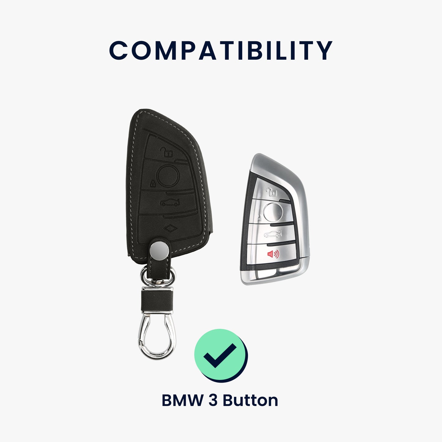 kwmobile Autoschlüssel Hülle kompatibel mit BMW 3-Tasten Smart Key Autoschlüssel Kunstleder Schutzhülle Schlüsselhülle Cover
