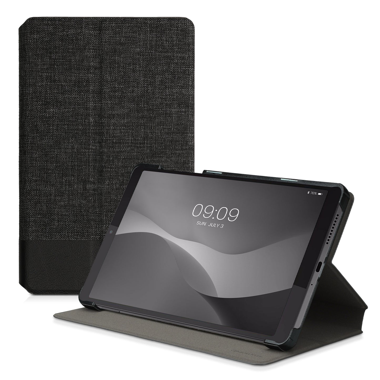 kwmobile Schutzhülle kompatibel mit Lenovo Tab M8 (Gen 4) - Hülle Slim - Tablet Cover Case mit Ständer Anthrazit Schwarz Anthrazit  