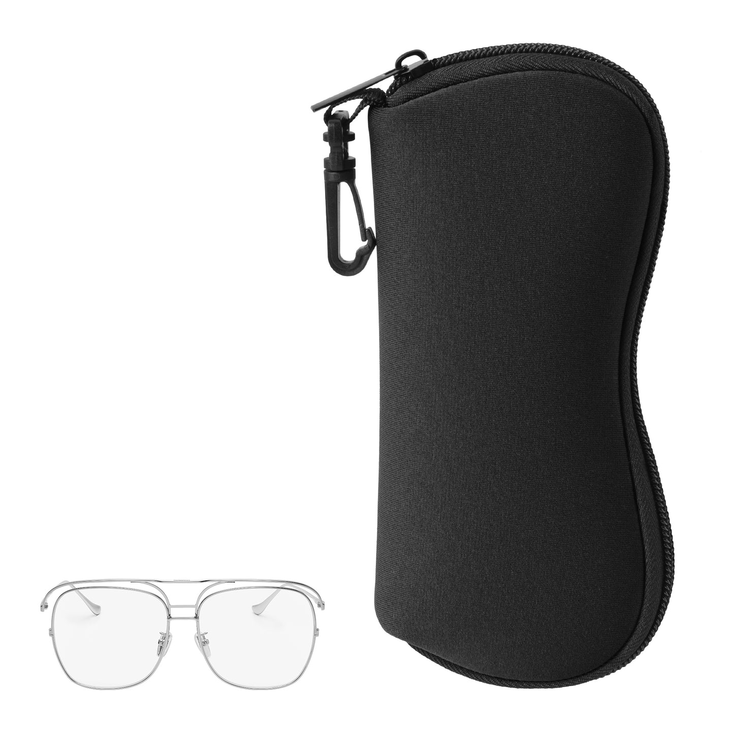 kwmobile Brillenetui - weiche Tasche für Brille oder Sonnenbrille - Etui Case mit Karabiner zum Anhängen