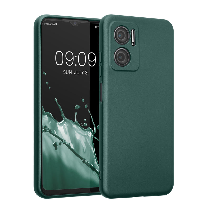 kwmobile Handyhülle kompatibel mit Xiaomi Redmi 10 5G Hülle - weiche Silikon Case metallisch schimmernd in Metallic Petrol Metallic Petrol  