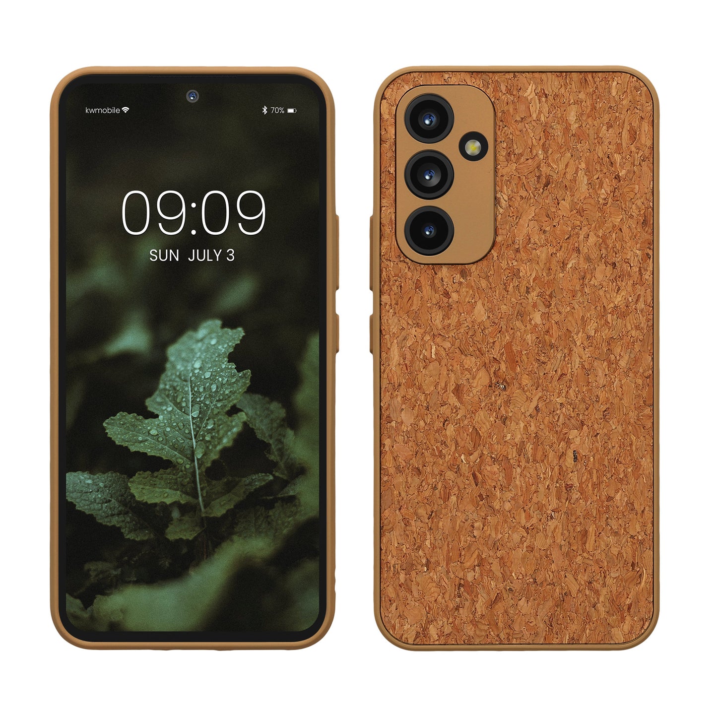 kwmobile Hülle kompatibel mit Samsung Galaxy A54 5G - Kork Handyhülle Cover - Schutzhülle TPU Case in Hellbraun Hellbraun  