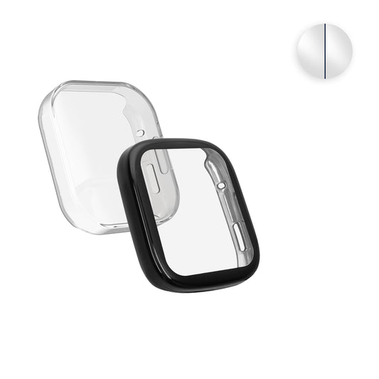 kwmobile 2x Schutzhülle kompatibel mit Xiaomi Redmi Mi Watch Lite 3 / Redmi Watch 3 Hülle - Fullbody Cover Set aus Silikon - Schwarz Transparent Schwarz  [dsg01]