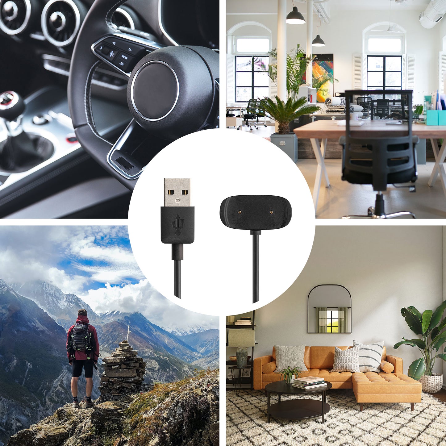 kwmobile USB C Ladekabel kompatibel mit Huami Amazfit GTR Mini / GTS 4 Mini / GTS 2 Mini / Active Edge / T-Rex Pro - Kabel Charger - Smart Watch Typ C Ersatzkabel - Fitnesstracker Aufladekabel
