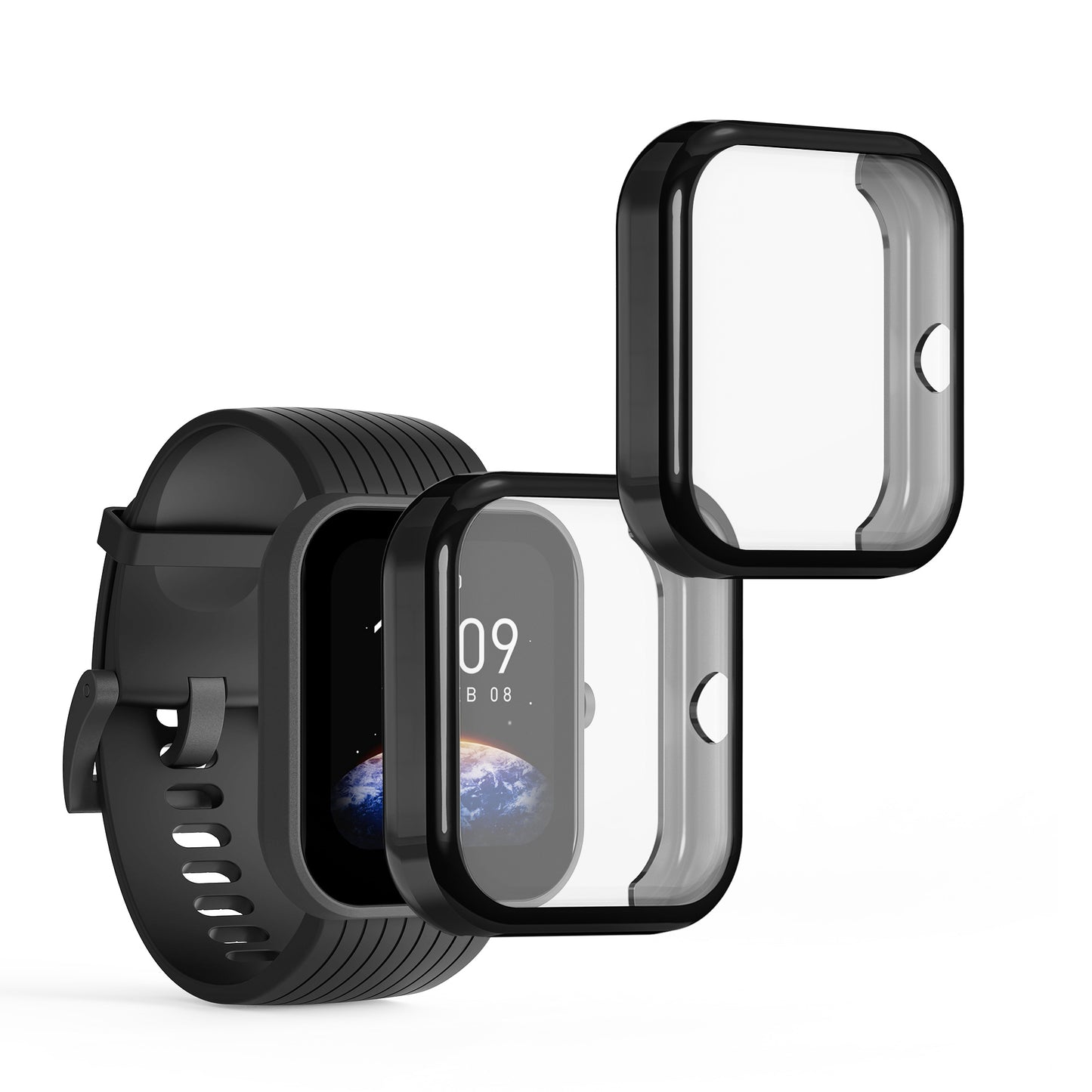 kwmobile Silikon Hülle für Huami Amazfit Bip 3 / Bip 3 Pro Schutzhülle Fullbody Display Cover Set
