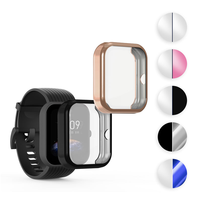 kwmobile 2x Schutzhülle kompatibel mit Huami Amazfit Bip 3 / Bip 3 Pro Hülle - Fullbody Cover Set aus Silikon - Transparent Dunkelblau Transparent  [dsg06]
