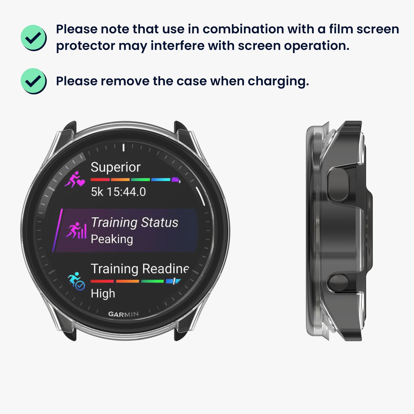 kwmobile Glas Hülle für Garmin Forerunner 965 Schutzhülle Fullbody Fitnesstracker Case Set