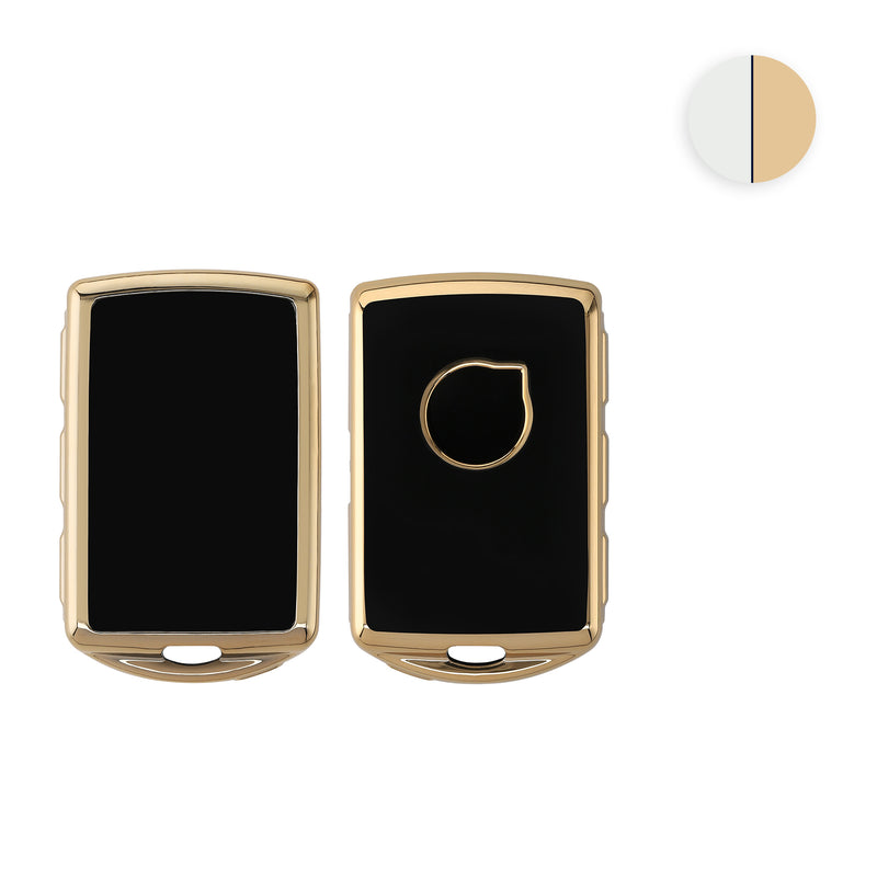 kwmobile Autoschlüssel Hülle kompatibel mit Volvo 4-Tasten Autoschlüssel Keyless Go - Schlüsselhülle Silikon Cover - Weiß Gold Weiß  [dsg02]