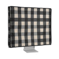 kwmobile Leinen Hülle kompatibel mit 20-22" Monitor - Schutzhülle Staubschutz Abdeckhaube für PC Bildschirm - Computer Screen Cover Staubhaube Haube - Karo Streifen Schwarz  [dsg02]