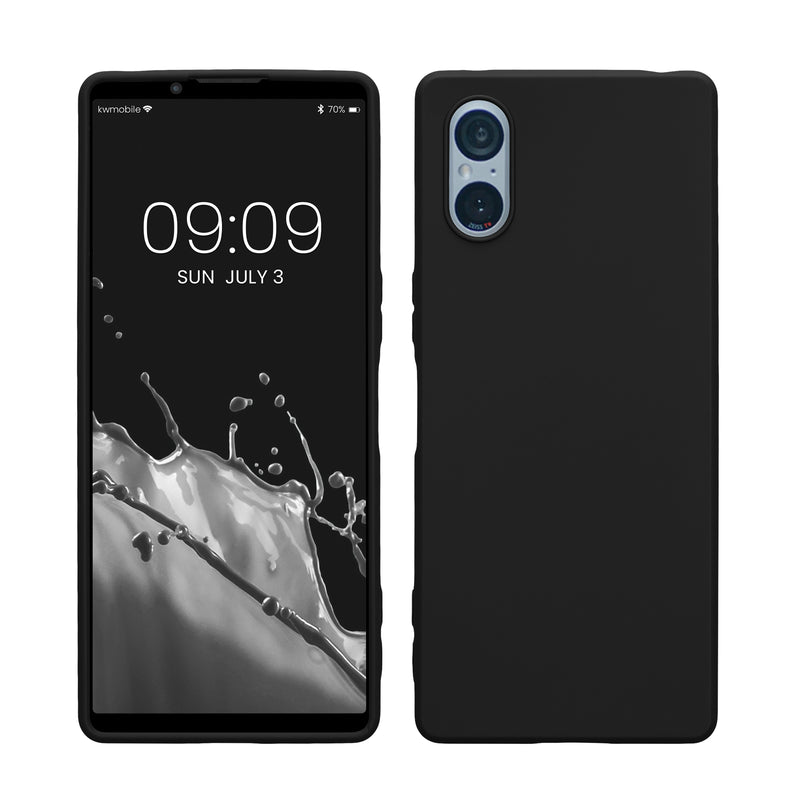 kwmobile Hülle kompatibel mit Sony Xperia 5 V Hülle - weiches TPU Silikon Case - Cover geeignet für kabelloses Laden - Schwarz Schwarz  