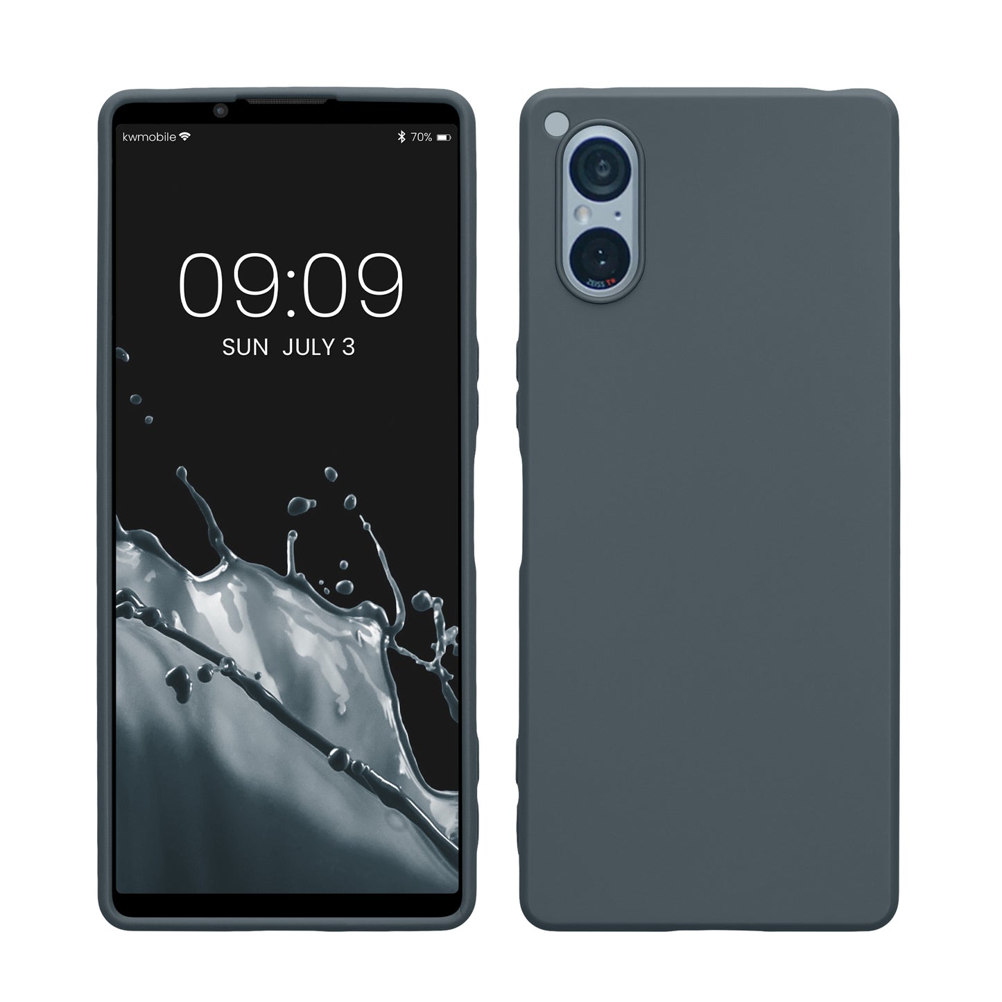 kwmobile Hülle kompatibel mit Sony Xperia 5 V Hülle - weiches TPU Silikon Case - Cover geeignet für kabelloses Laden - Dunkler Schiefer Dunkler Schiefer  