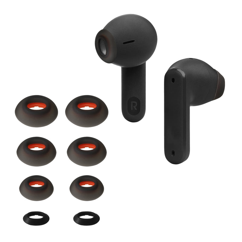 kwmobile 8x Ersatzpolster kompatibel mit JBL Tune Flex - 4 Größen - Silikon Ersatz Ohrstöpsel In-Ear Kopfhörer - Polster Schwarz  