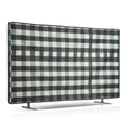 kwmobile Leinen Hülle kompatibel mit 55" TV - Schutzhülle Staubschutz Abdeckhaube für Fernseher - TV Cover Staubhaube Haube - Karo Streifen Schwarz  [dsg01]