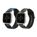 kwmobile Armband kompatibel mit Garmin Venu Sq 2 Music / Sq 2 - 2x Fitnesstracker Sportarmband aus TPU und Silikon - Camouflage Schwarz Hellgrün Dunkelgrün Schwarz  [dsg01]
