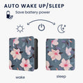 kwmobile Schutzhülle für Kobo Libra 2 Hülle - eReader Flip Case mit Auto Sleep Funktion - Bücherregal mit Pflanzen
