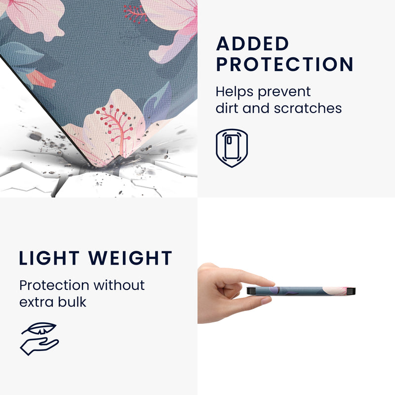 kwmobile Schutzhülle für Kobo Libra 2 Hülle - eReader Flip Case mit Auto Sleep Funktion - Bücherregal mit Pflanzen