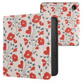 kwmobile Klapphülle kompatibel mit Kobo Libra 2 Hülle - eReader Case - Mohnblumen Rot Grün Beige Rot  [dsg08]