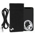 kwmobile Handytasche für Smartphones XXL - 7" Handy Tasche - Cord Handy Hülle Schwarz mit Kordel - Tasche mit Handykette 17,7 x 9 cm Innenmaße Schwarz XXL 