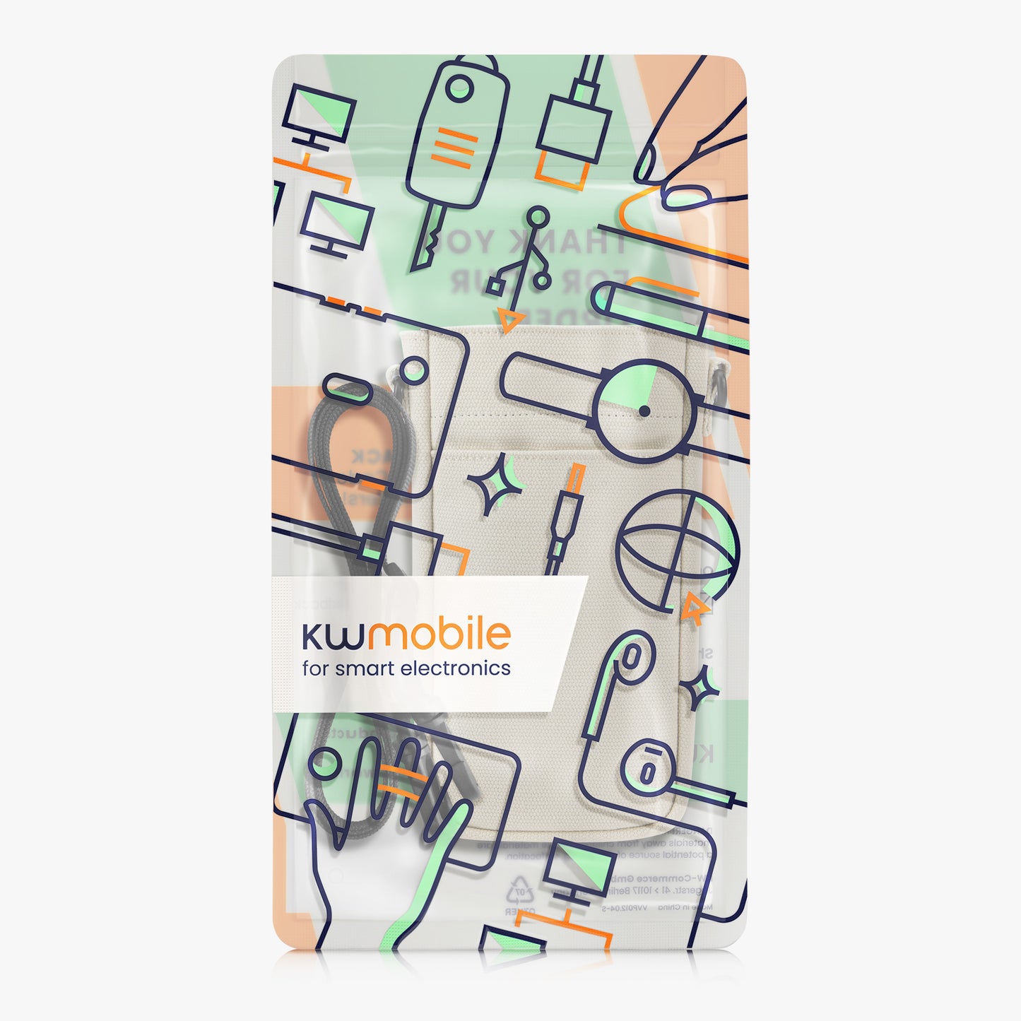 kwmobile Handytasche für Smartphones - 7" - Handy Hülle mit Band - Handy Tasche mit Handykette 16,5 x 10 cm Innenmaße