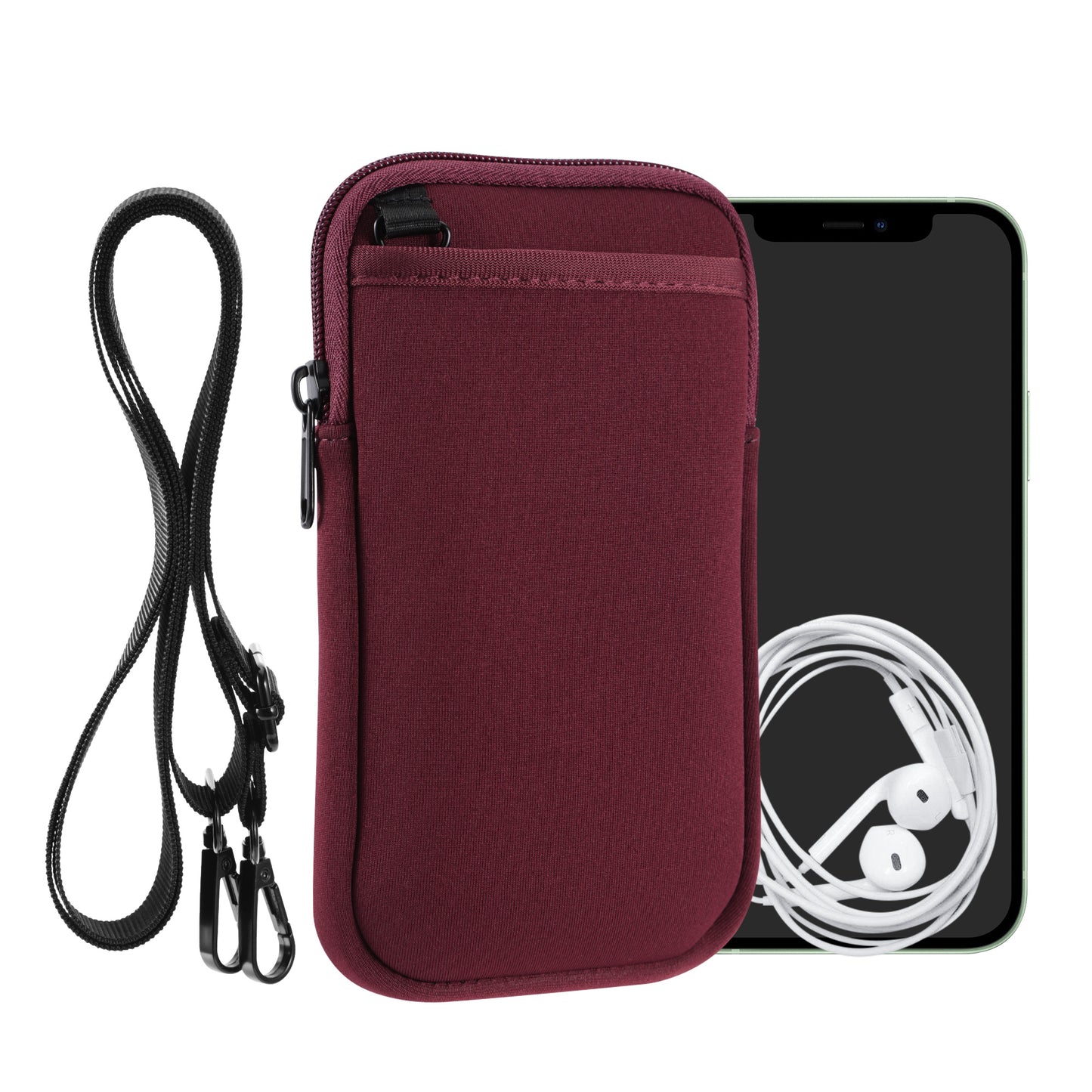 kwmobile Handy Tasche zum Umhängen für XL - 6,7/6,8" - Hülle mit Band - Neopren Cover mit Reißverschluss - 17,2 x 8,4 cm - Necklace Case in Bordeaux Bordeaux XL 