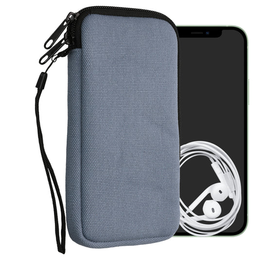kwmobile Handy Tasche kompatibel mit Smartphones XL - 6,7/6,8" Hülle - Canvas Handyhülle mit Mikrofaser Inlay in Jeansblau - Handytasche mit 17,2 x 8,4 cm Innenmaße Jeansblau XL 