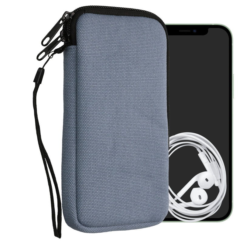 kwmobile Handy Tasche kompatibel mit Smartphones XL - 6,7/6,8" Hülle - Canvas Handyhülle mit Mikrofaser Inlay in Jeansblau - Handytasche mit 17,2 x 8,4 cm Innenmaße Jeansblau XL 