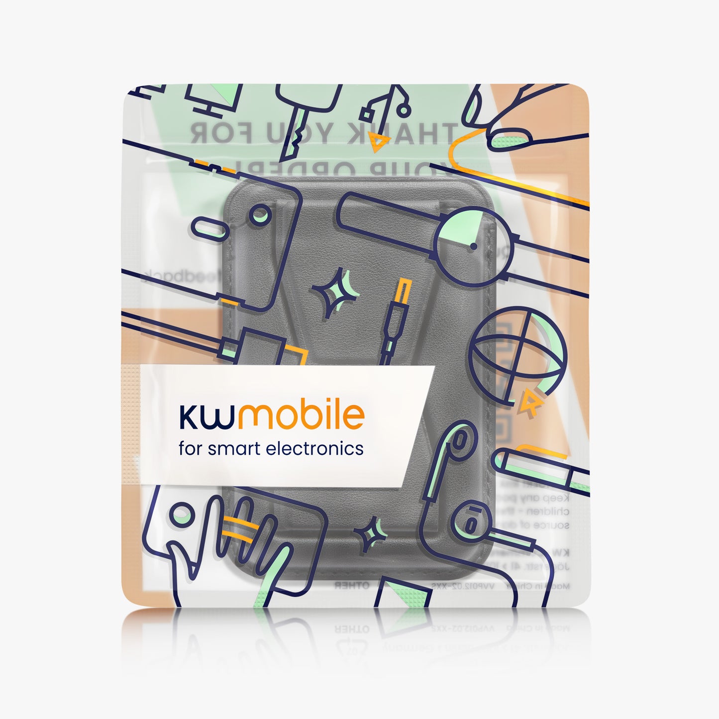 kwmobile Stick-on Kartenhalter für Smartphones Kunstleder Halter mit Standfunktion 65 x 95 mm Platz für 2 Karten