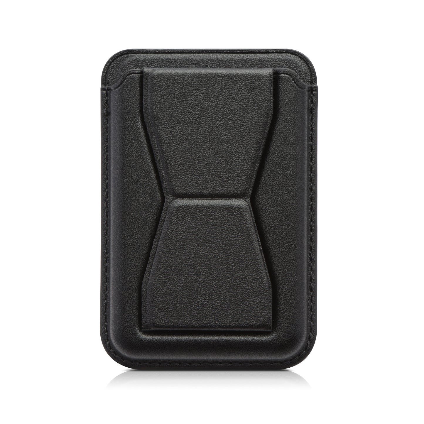 kwmobile Stick-on Kartenhalter für Smartphones - Kunstleder Halter mit Standfunktion - 65 x 95 mm - Platz für 2 Karten - Schwarz Schwarz  