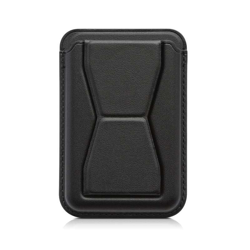 kwmobile Stick-on Kartenhalter für Smartphones - Kunstleder Halter mit Standfunktion - 65 x 95 mm - Platz für 2 Karten - Schwarz Schwarz  