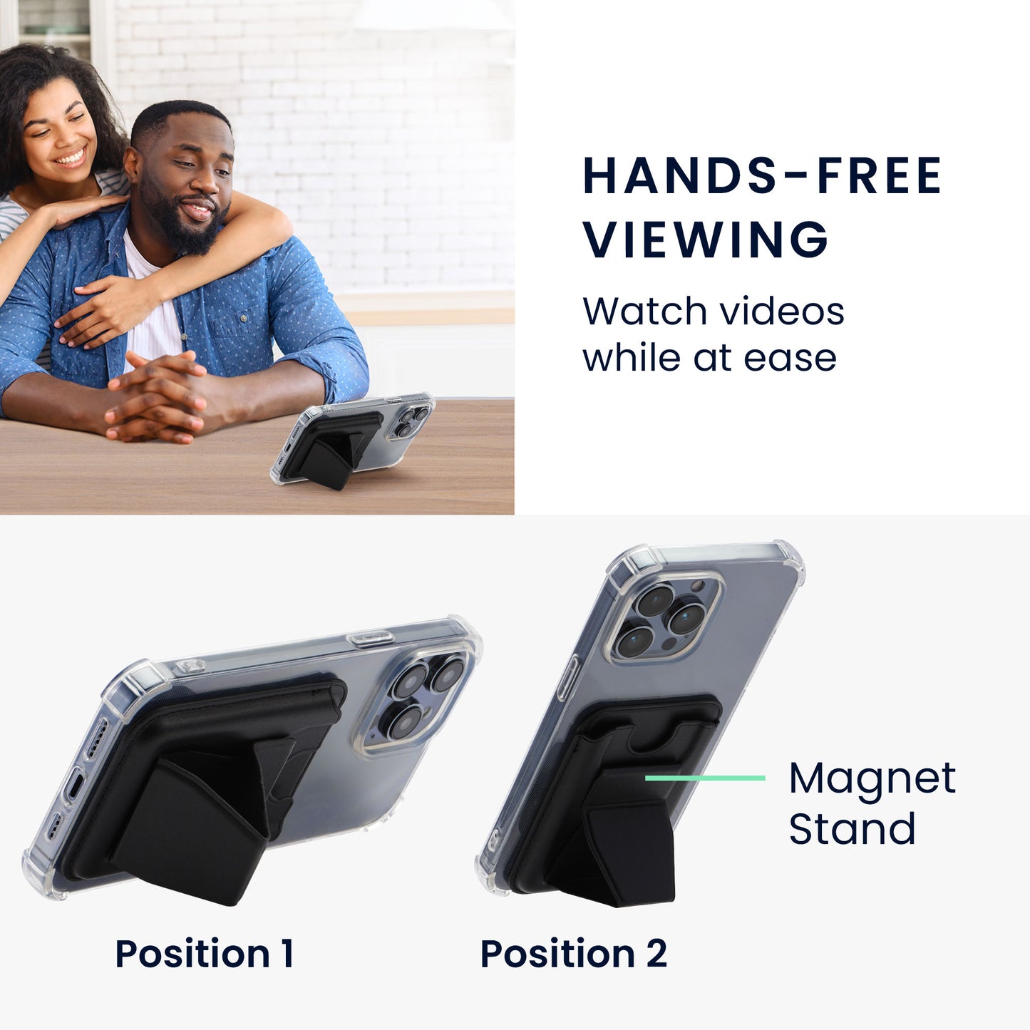 kwmobile Stick-on Kartenhalter für Smartphones Kunstleder Halter mit Standfunktion 65 x 95 mm Platz für 2 Karten