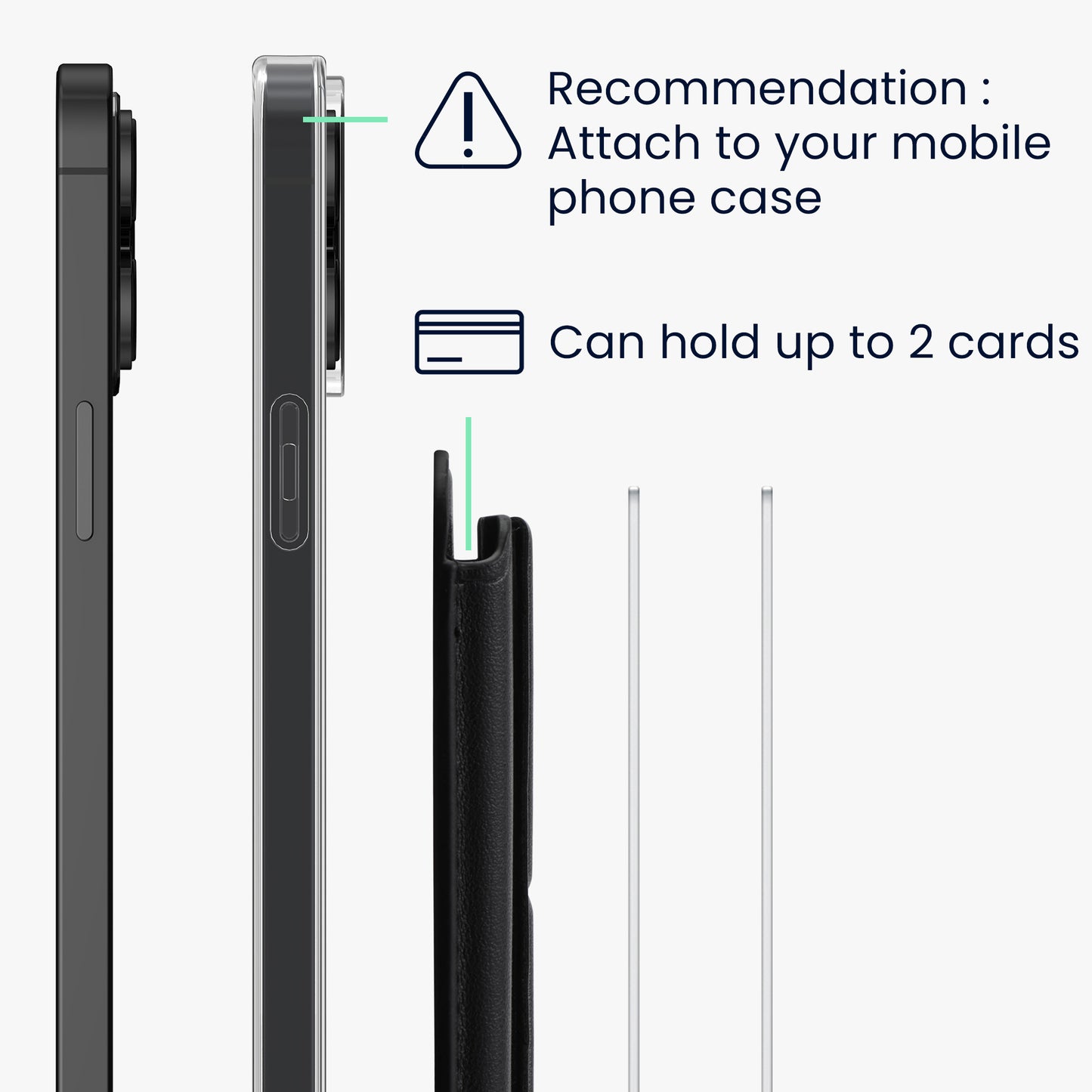 kwmobile Stick-on Kartenhalter für Smartphones Kunstleder Halter mit Standfunktion 65 x 95 mm Platz für 2 Karten