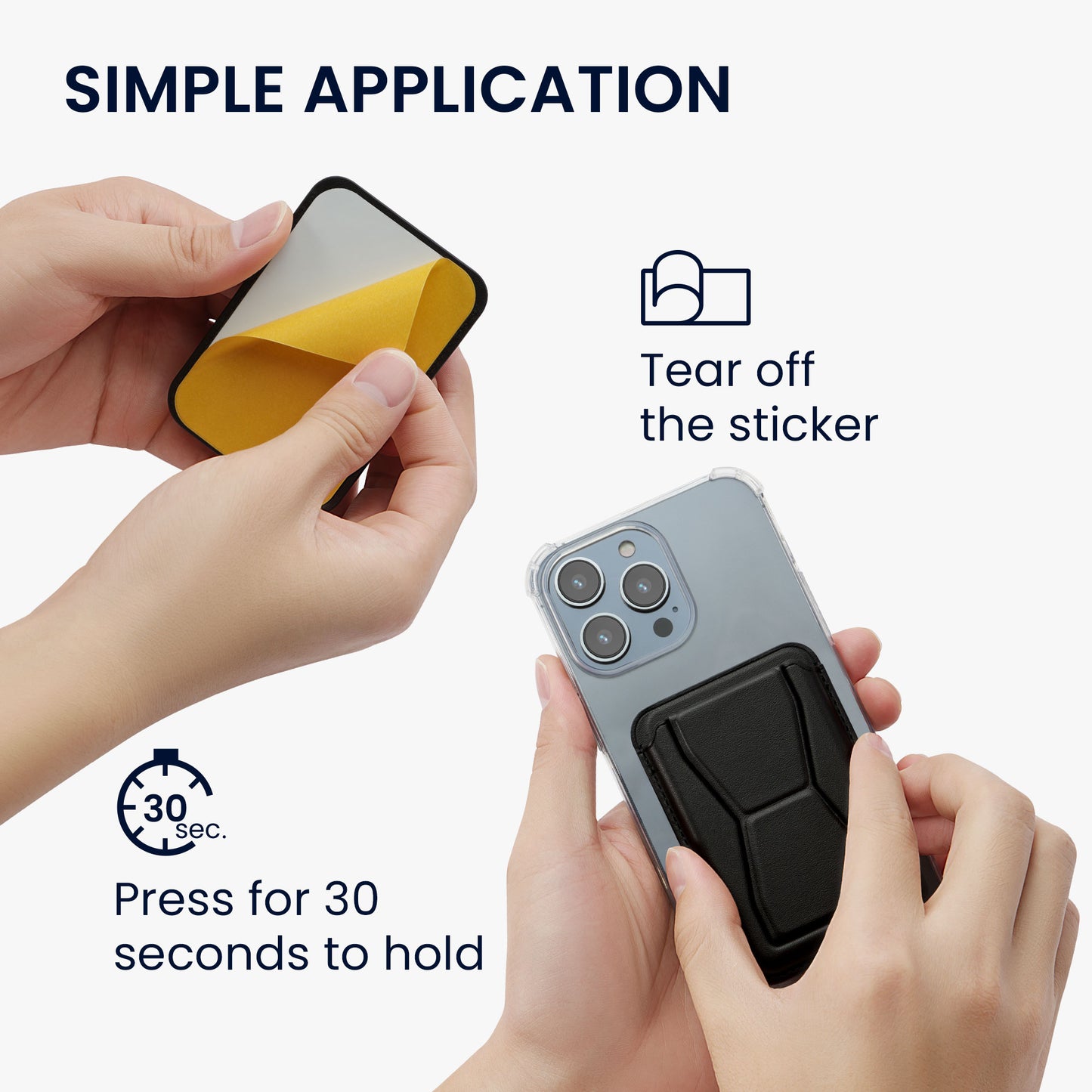 kwmobile Stick-on Kartenhalter für Smartphones Kunstleder Halter mit Standfunktion 65 x 95 mm Platz für 2 Karten