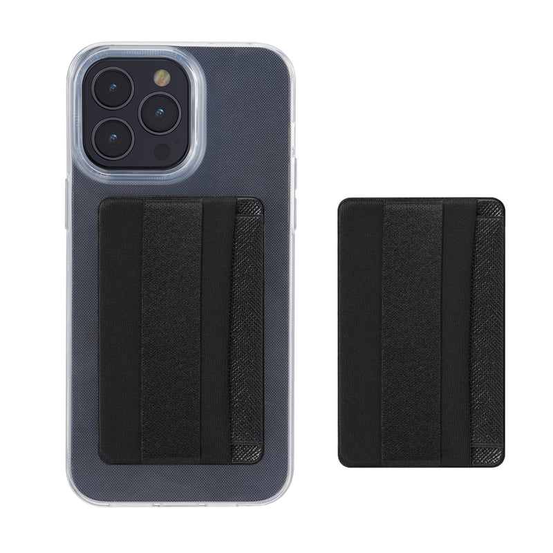 kwmobile Stick-on Kartenhalter für Smartphones Kunststoff Halter mit Halteband Platz für bis zu 4 Karten