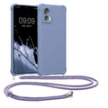 kwmobile Necklace Case kompatibel mit Motorola Edge 30 Neo Hülle - Cover mit Kordel zum Umhängen - Silikon Schutzhülle Lavendel Lavendel  