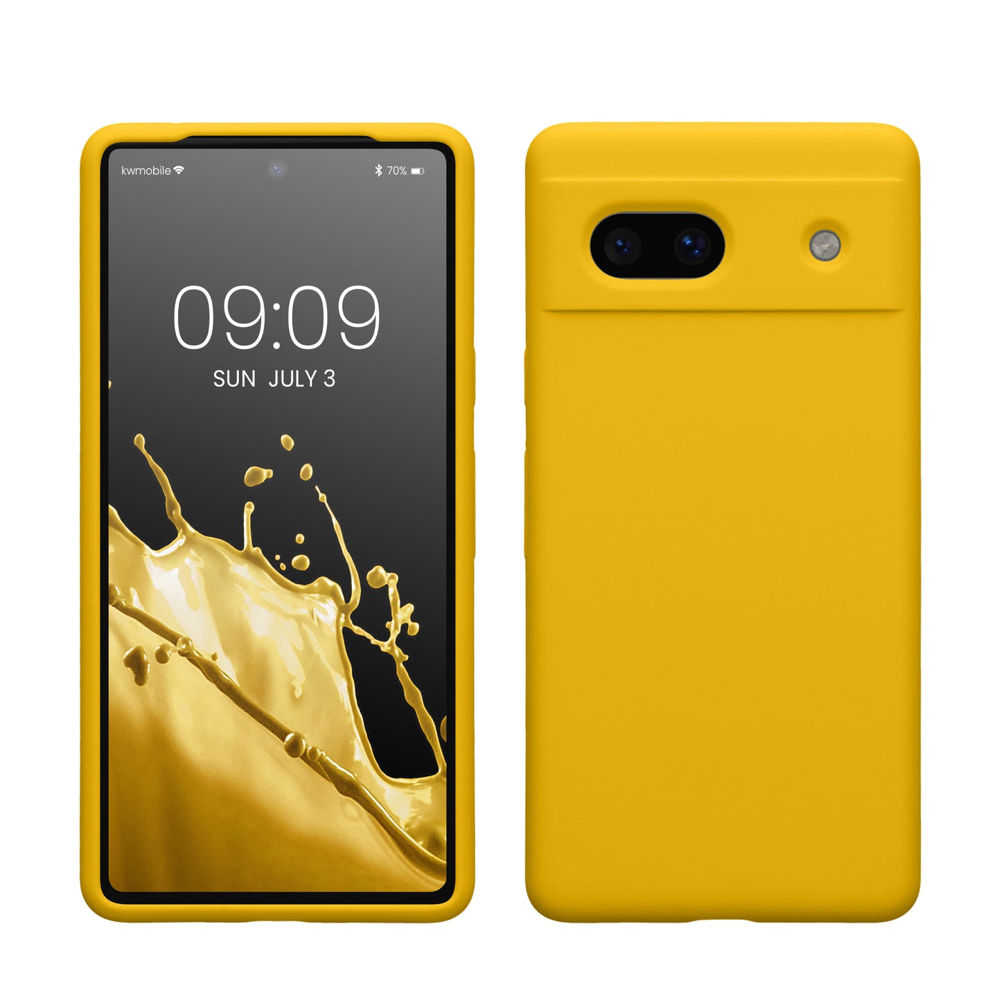 kwmobile Handyhülle für Google Pixel 7a Hülle, für Pixel 7a Case - Hülle Silikon - kabelloses Laden - Strahlend Gelb Strahlend Gelb  