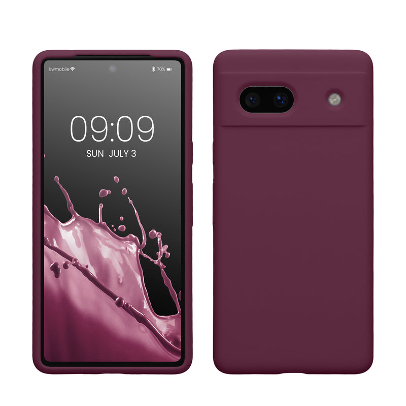 kwmobile Handyhülle für Google Pixel 7a Hülle, für Pixel 7a Case - Hülle Silikon - kabelloses Laden - Bordeaux Violett Bordeaux Violett  